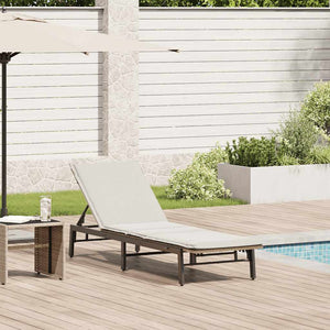 Beige Poly Rattan Sonnenliege mit Auflage