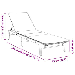 Sonnenliege Poly Rattan Hellgrau mit Auflage