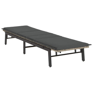 Sonnenliege Poly Rattan Hellgrau mit Auflage