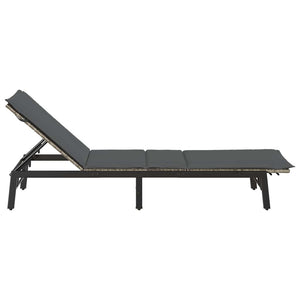 Sonnenliege Poly Rattan Hellgrau mit Auflage