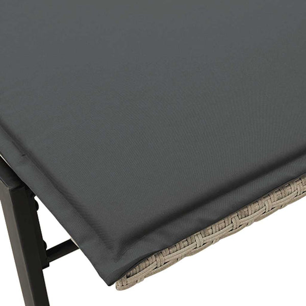 Sonnenliege Poly Rattan Hellgrau mit Auflage