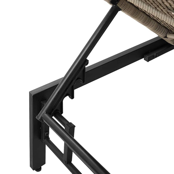 Sonnenliege Poly Rattan Hellgrau mit Auflage