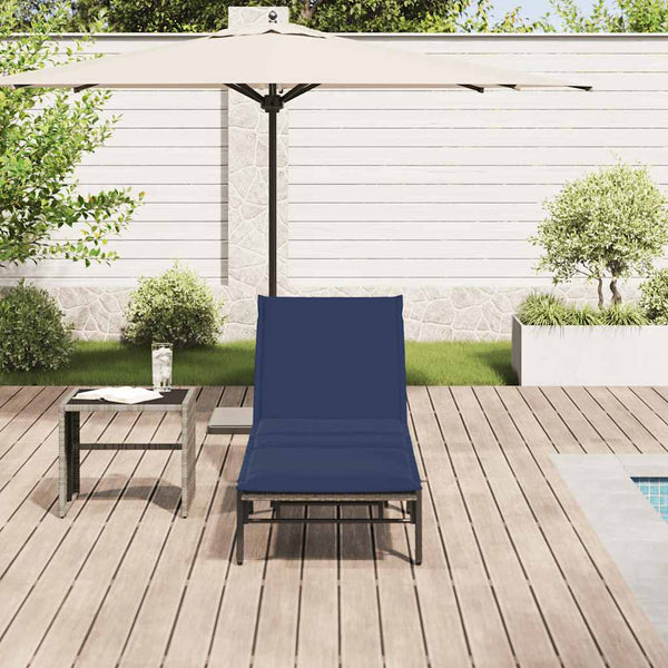 vidaXL Chaise longue avec coussin Gris résine tressée