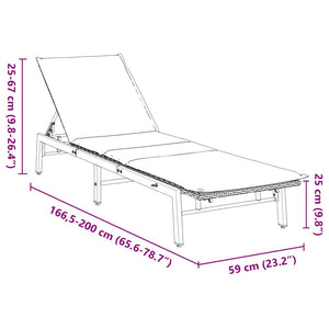 vidaXL Chaise longue avec coussin Gris résine tressée