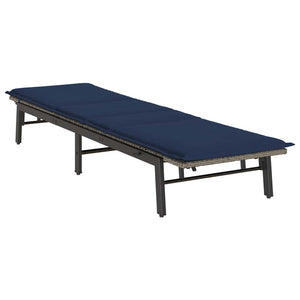 vidaXL Chaise longue avec coussin Gris résine tressée