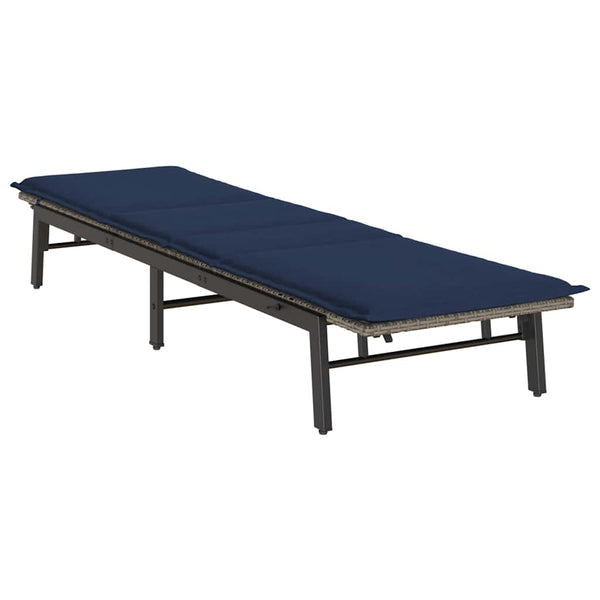 vidaXL Chaise longue avec coussin Gris résine tressée