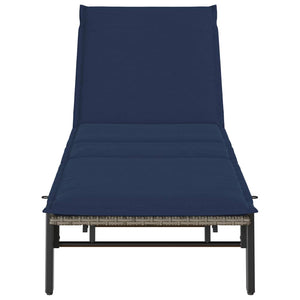 vidaXL Chaise longue avec coussin Gris résine tressée