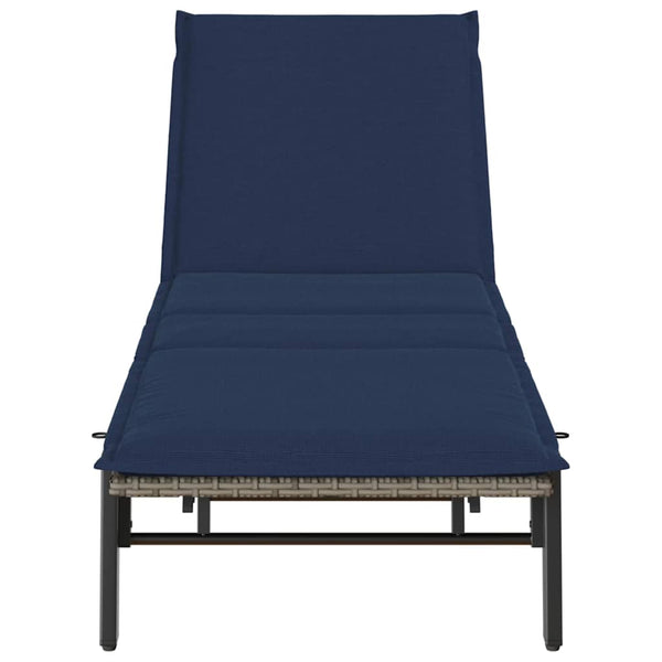 vidaXL Chaise longue avec coussin Gris résine tressée
