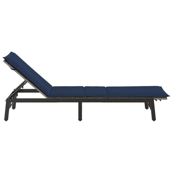 vidaXL Chaise longue avec coussin Gris résine tressée