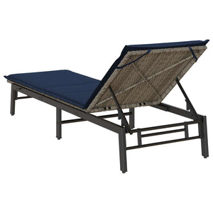vidaXL Chaise longue avec coussin Gris résine tressée