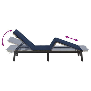 vidaXL Chaise longue avec coussin Gris résine tressée