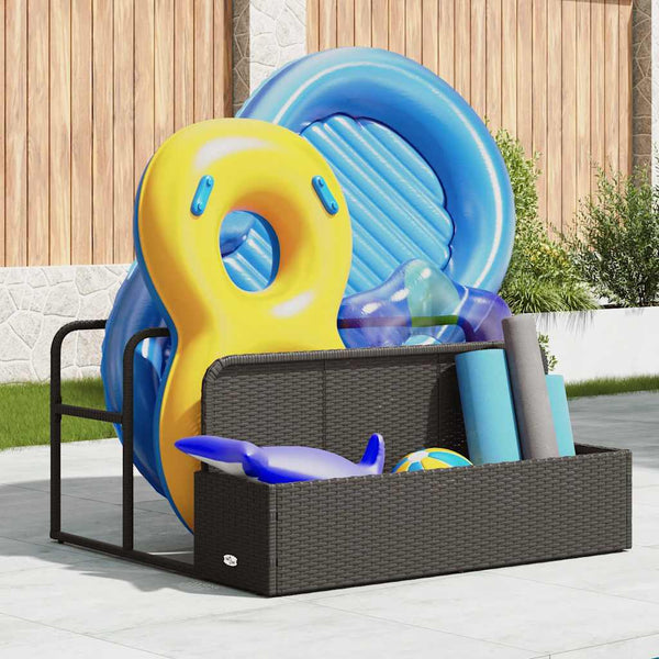 Schwarzer Pool Aufbewahrungsbehälter Poly Rattan