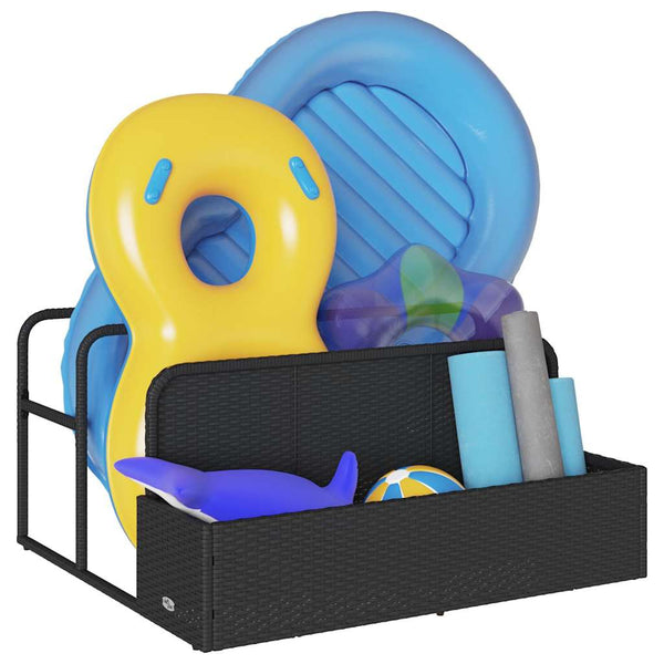 Schwarzer Pool Aufbewahrungsbehälter Poly Rattan