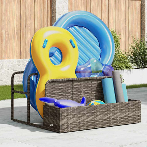 Pool Aufbewahrungsbox Grau Poly Rattan