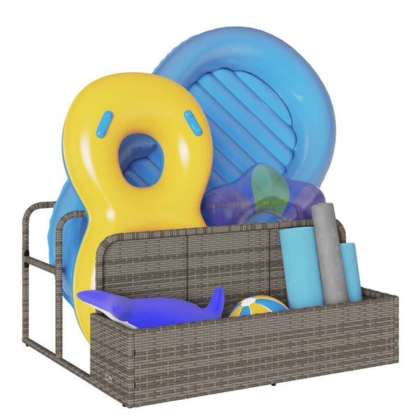 Pool Aufbewahrungsbox Grau Poly Rattan