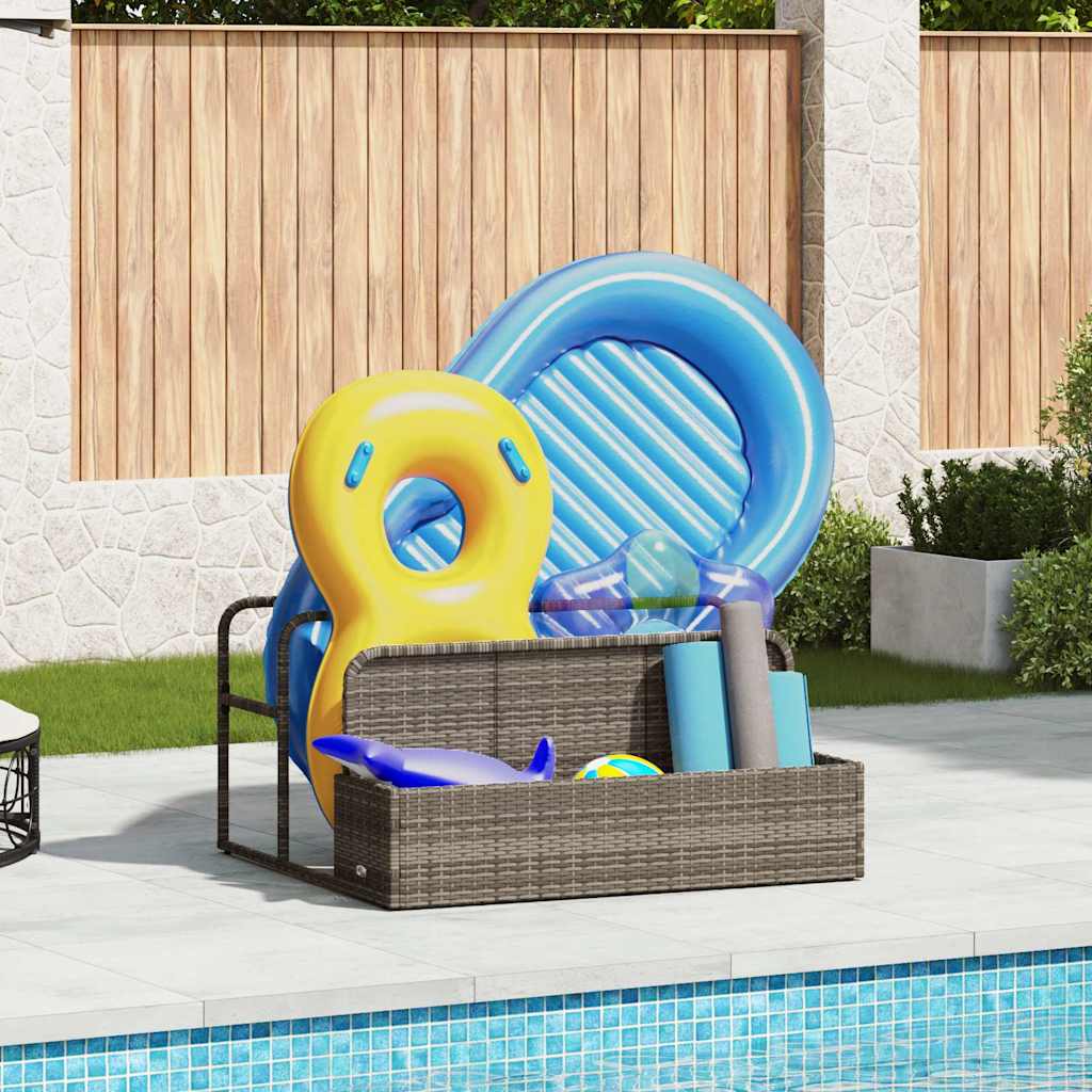 Pool Aufbewahrungsbox Grau Poly Rattan