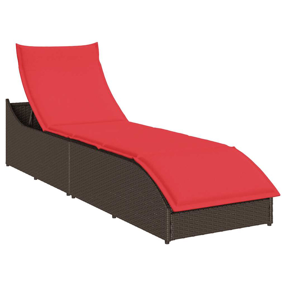 Klappliege Poly-Rattan Braun mit Auflage & Stauraum