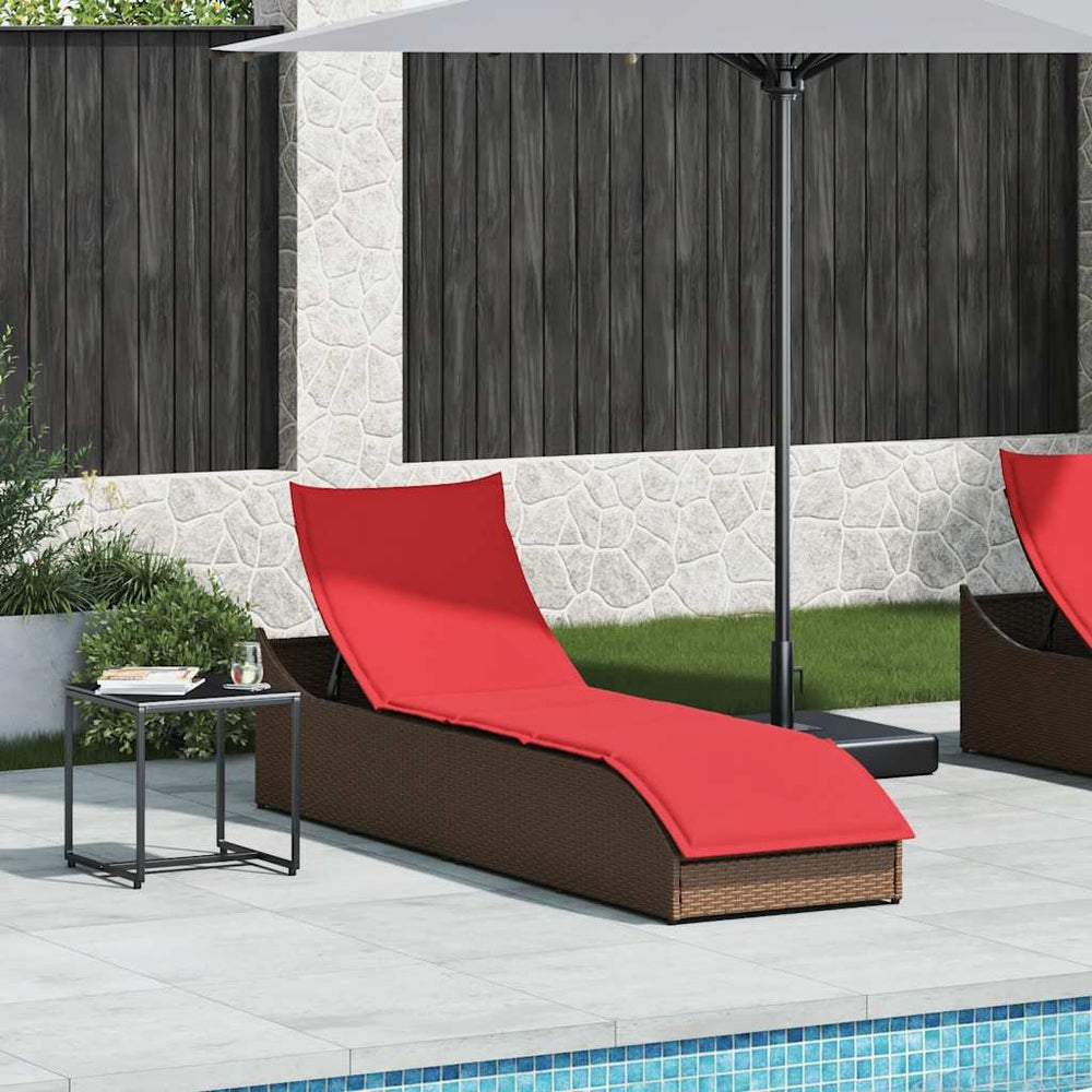 Klappliege Poly-Rattan Braun mit Auflage & Stauraum