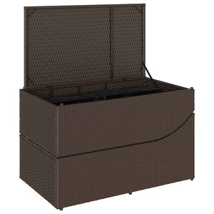 Klappliege Poly-Rattan Braun mit Auflage & Stauraum