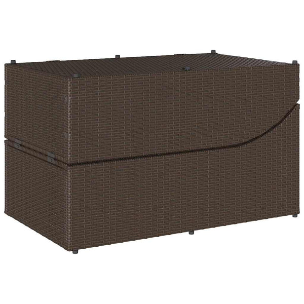 Klappliege Poly-Rattan Braun mit Auflage & Stauraum