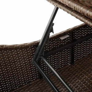 Klappliege Poly-Rattan Braun mit Auflage & Stauraum