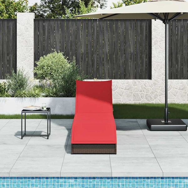 Klappliege Poly-Rattan Braun mit Auflage & Stauraum