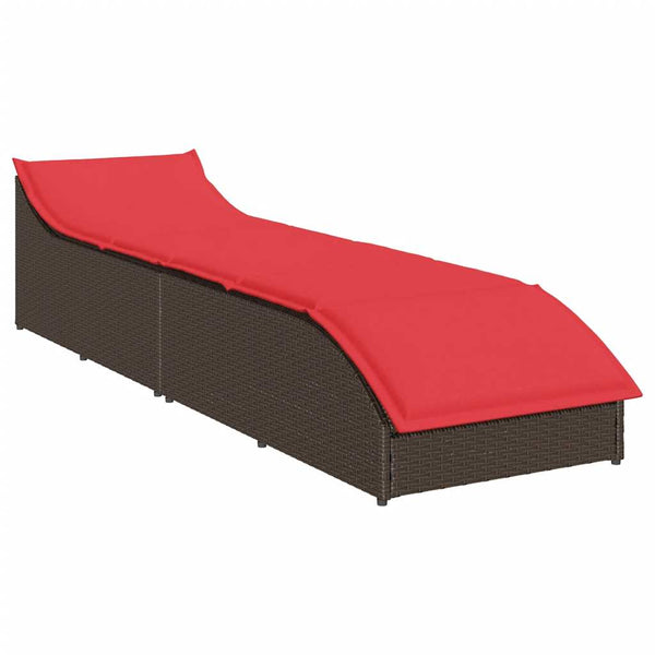 Klappliege Poly-Rattan Braun mit Auflage & Stauraum