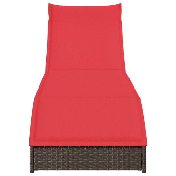 Klappliege Poly-Rattan Braun mit Auflage & Stauraum
