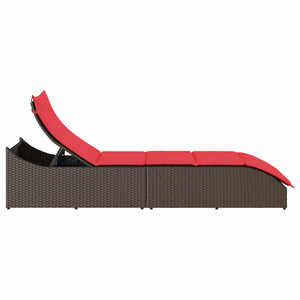 Klappliege Poly-Rattan Braun mit Auflage & Stauraum