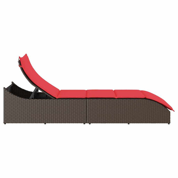 Klappliege Poly-Rattan Braun mit Auflage & Stauraum