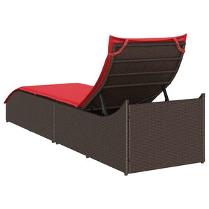Klappliege Poly-Rattan Braun mit Auflage & Stauraum