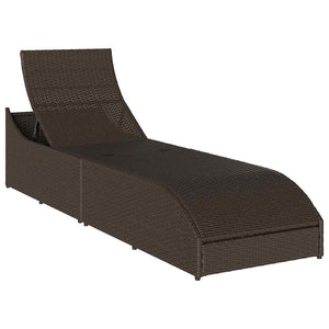 Klappliege Poly-Rattan Braun mit Auflage & Stauraum