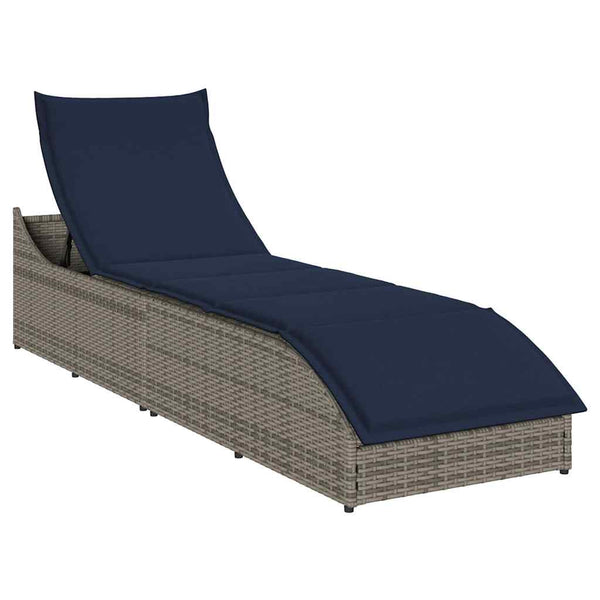 Klappliege Grau Poly-Rattan mit Auflage