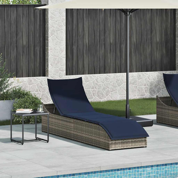 Klappliege Grau Poly-Rattan mit Auflage