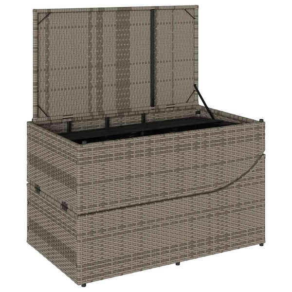 Klappliege Grau Poly-Rattan mit Auflage