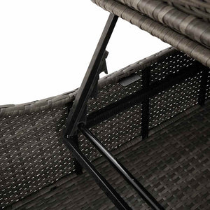 Klappliege Grau Poly-Rattan mit Auflage