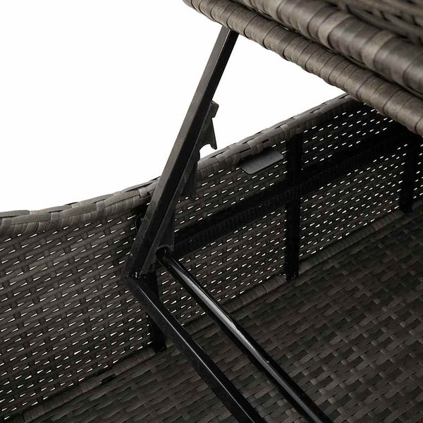 Klappliege Grau Poly-Rattan mit Auflage