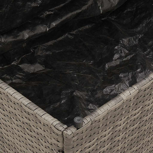 Klappliege Grau Poly-Rattan mit Auflage
