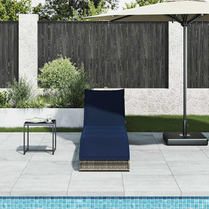Klappliege Grau Poly-Rattan mit Auflage