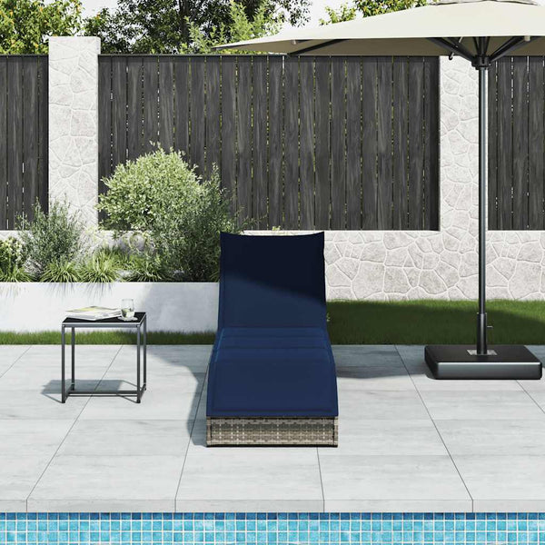 Klappliege Grau Poly-Rattan mit Auflage