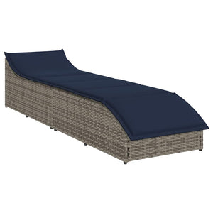 Klappliege Grau Poly-Rattan mit Auflage