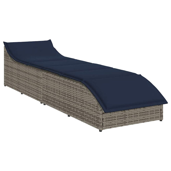 Klappliege Grau Poly-Rattan mit Auflage