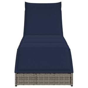 Klappliege Grau Poly-Rattan mit Auflage