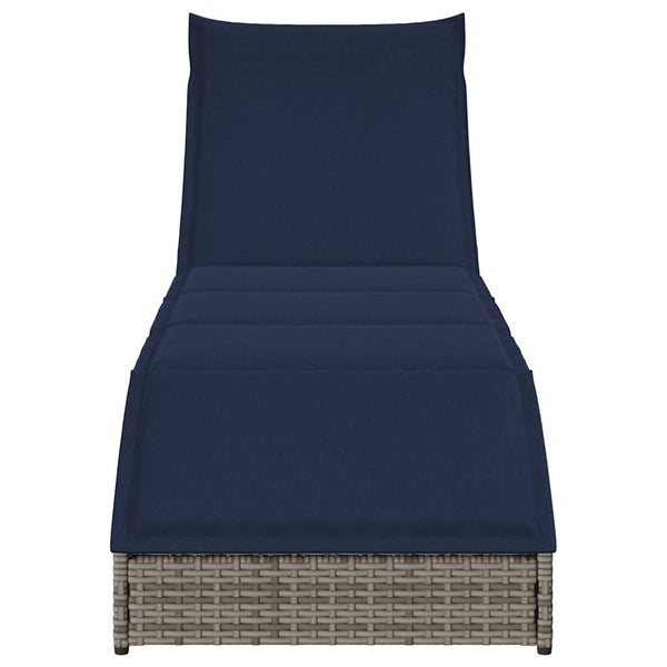 Klappliege Grau Poly-Rattan mit Auflage