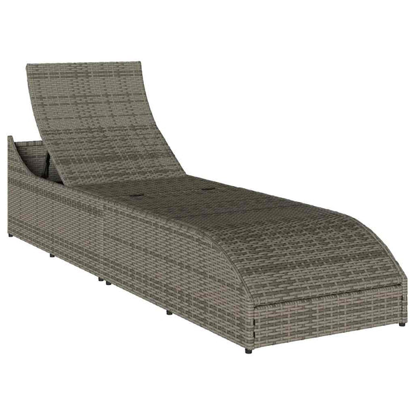 Klappliege Grau Poly-Rattan mit Auflage