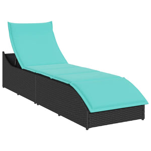 Klappliege Poly-Rattan mit Stauraum Schwarz