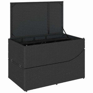 Klappliege Poly-Rattan mit Stauraum Schwarz
