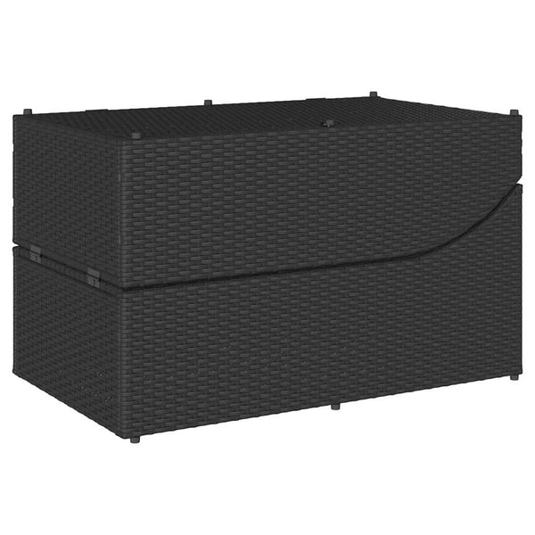 Klappliege Poly-Rattan mit Stauraum Schwarz