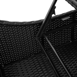 Klappliege Poly-Rattan mit Stauraum Schwarz