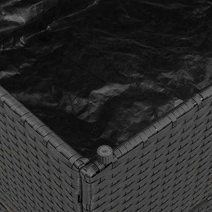 Klappliege Poly-Rattan mit Stauraum Schwarz